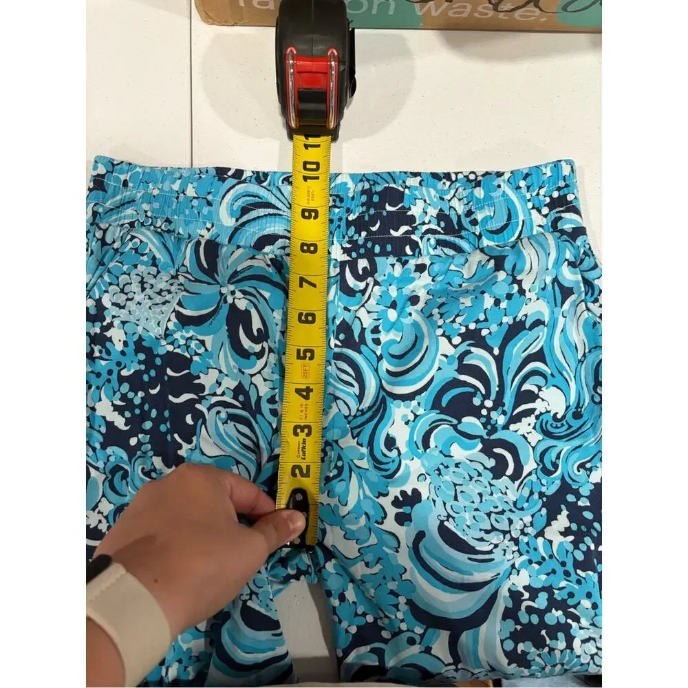 Lilly Pulitzer Rici Stretch Pants Mermazing Blue XS Ankle Resort Preppy Cruise